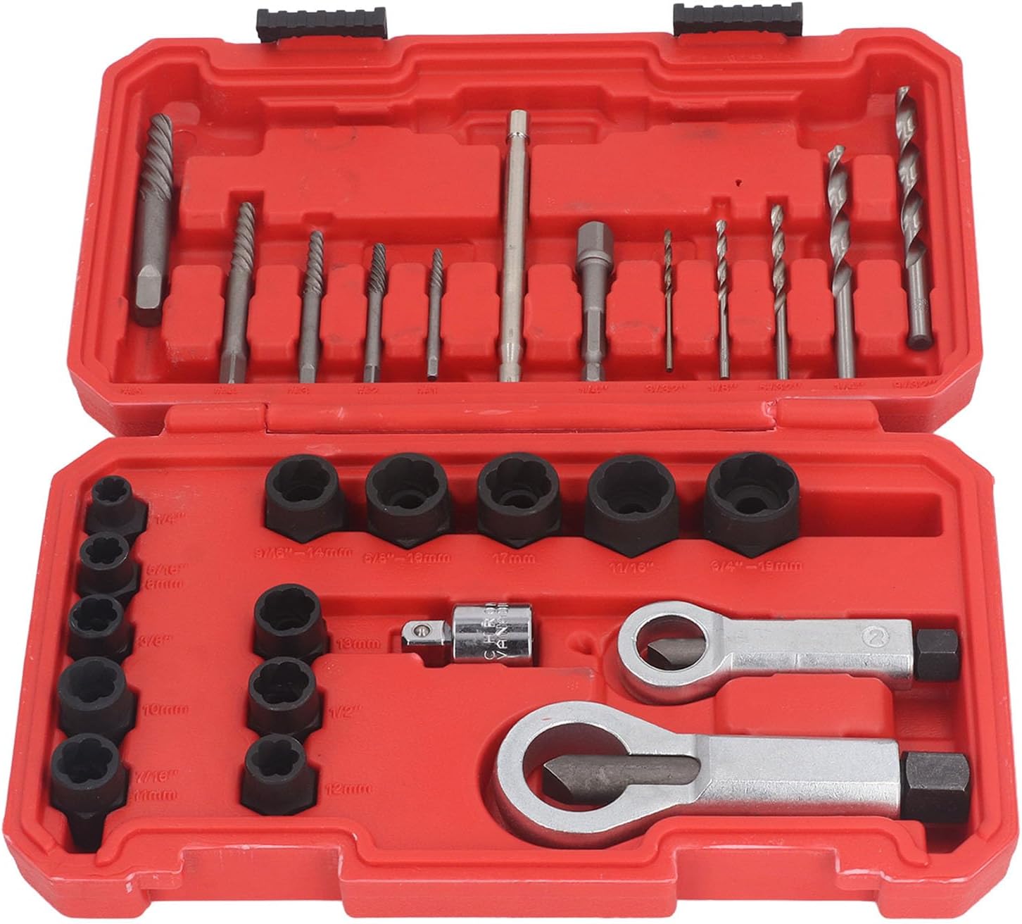 スクリューエクストラクターキット、28ピースセット、錆びにくいCrMo鋼